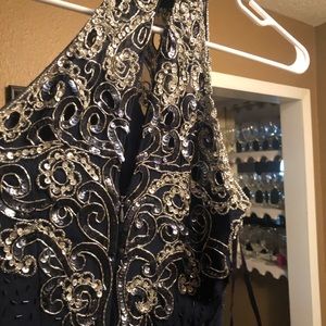 Navy blue sequin formal dress